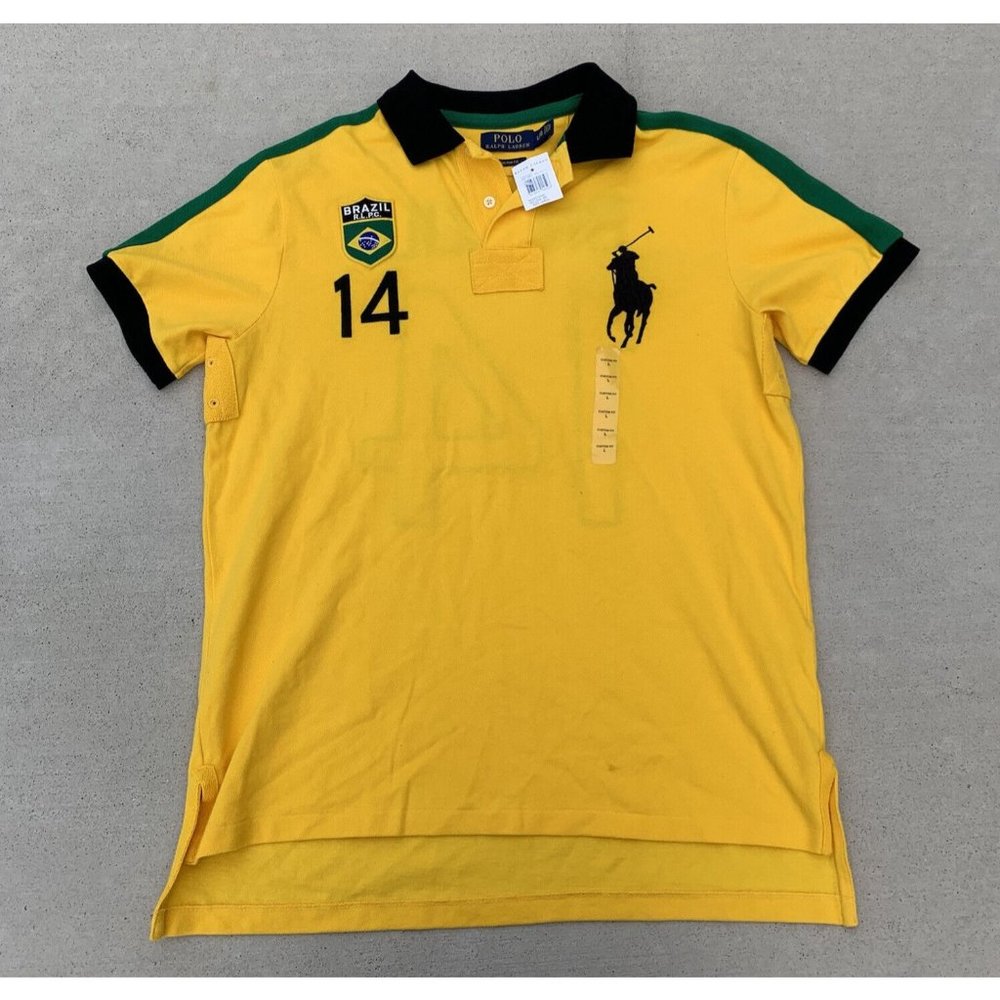 Men's BNWT Polo Ralph Lauren Big Pony Brazil #14 Polo Shirt Size Large $100 MSRP